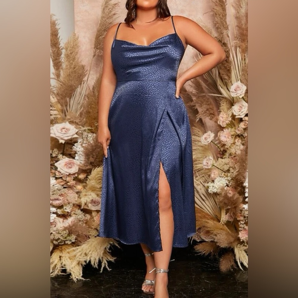 Satin Cami Draped Collar Dress